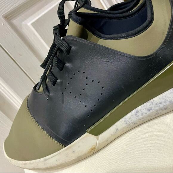 BALLY MEN SHOES NEOPRENE OLIVE GREEN/BLACK LEATHER MADE IN ITALY Sz 13 ICONIC - Picture 3 of 16